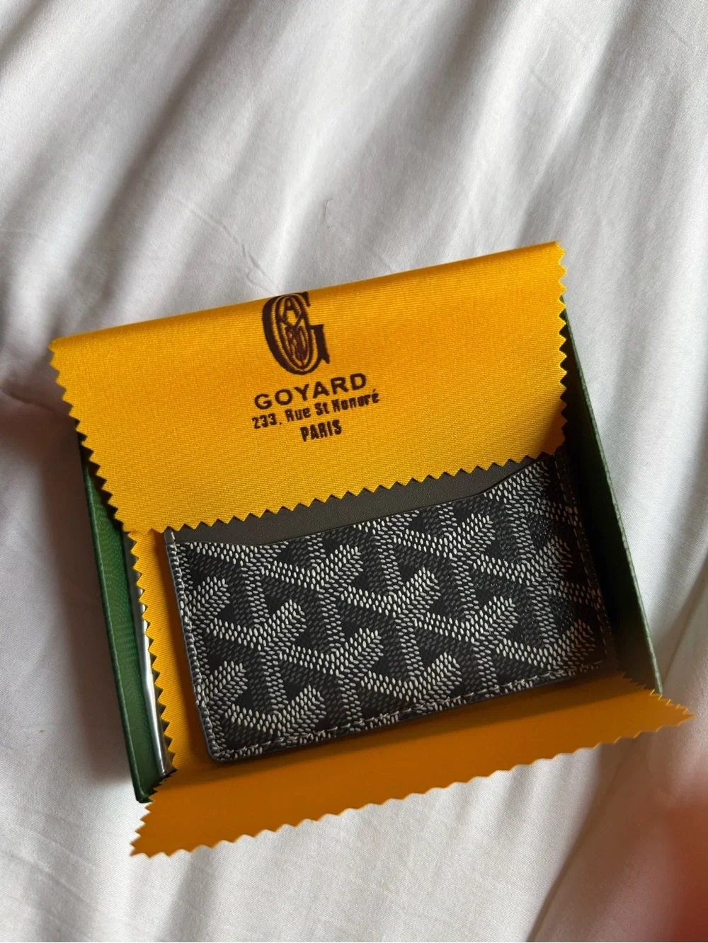 Goyard Dark Green Card & Key Holder with Red Logo Accent